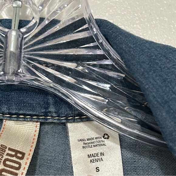 Denim Long Sleeve Button Down Shirt Blue Western Yoke Flap Pockets Size Small - Picture 8 of 8